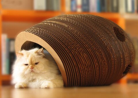 Кошачий домик из картона